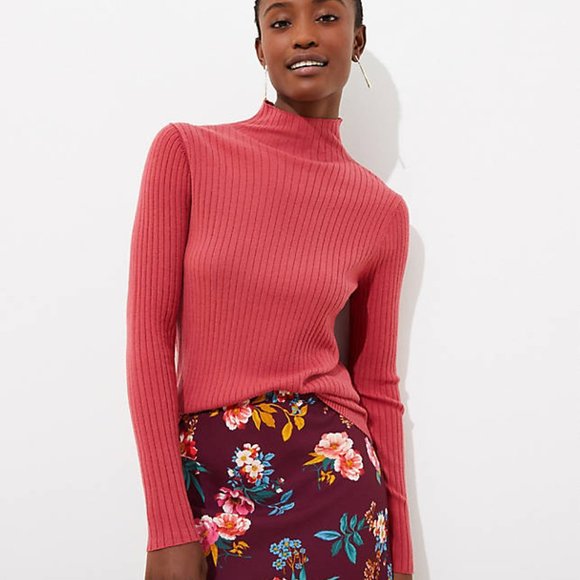 Loft Tops | Loft Nwt Women's Ribbed Turtleneck Sweater | Color: Pink | Size: Xs | 2livejcrew's Closet